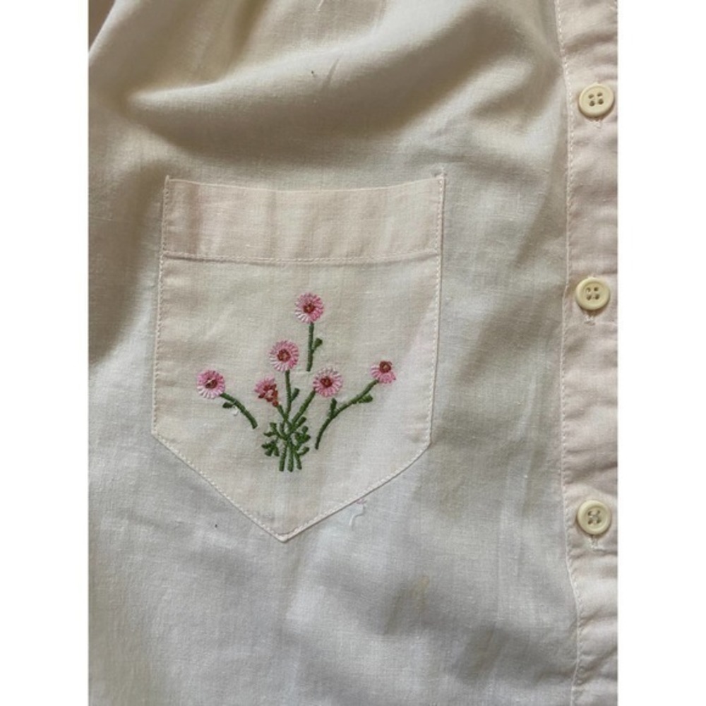 Vintage Peasant Top, India Cotton, 60s 70s Floral Embroidered stitch, handmade - Picture 3 of 15